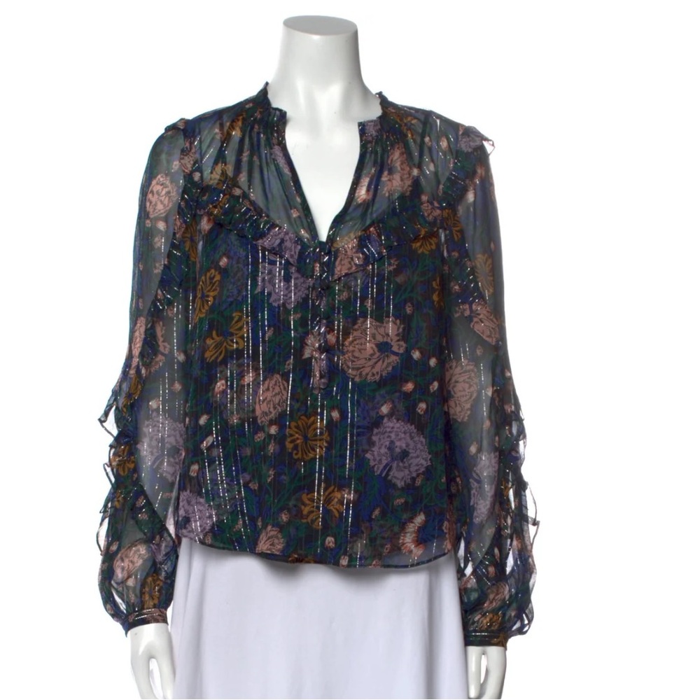 Veronica Beard Silk Floral Print Blouse Size 8 LIKE NEW